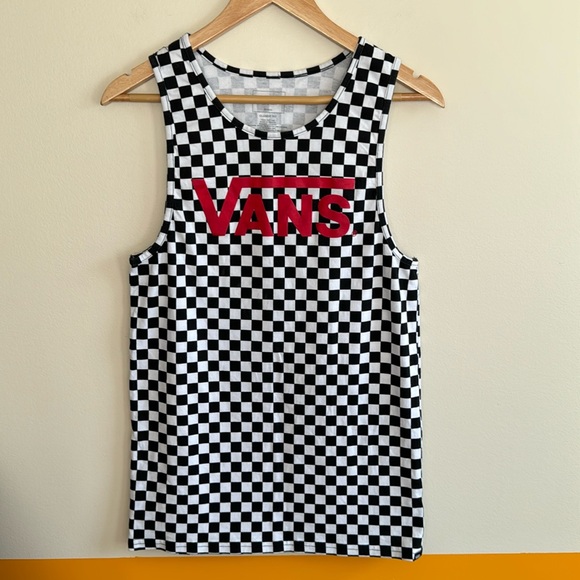 Vans Other - Vans Black & White Checkerboard Tank Top with Red Logo